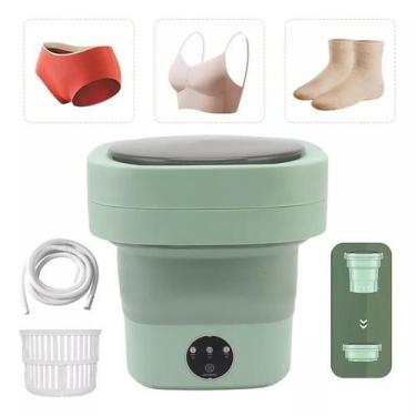 Imagem de Lavagem no Balde: Mini Máquina de Lavar 6,5L Dobrável para Roupa Íntim