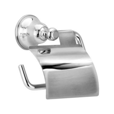 Imagem de Porta Papel Higiênico Metal Parede Banheiro C/ Tampa Premium - Furkin 