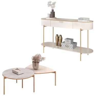 Imagem de Aparador de Sala e Mesas de Centro Olivia D04 Off White - Mpozenato, O