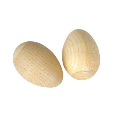 Imagem de Colaxi 2 peças ovo musical lixado, ovo de madeira maracas, instrumento de abanadores de mão, abanadores de ovos de madeira para meninos e meninas, L