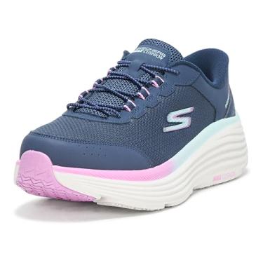 Imagem de Skechers Tênis feminino Max Cushion Endeavour Cardova Hands Free Slip-ins, Azul-marinho/roxo, 7.5 Wide