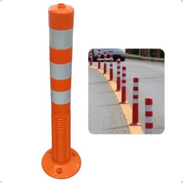Imagem de Poste Balizador PVC Flexível 75cm Cone Estacionamento Rodovia Obra Sinalização