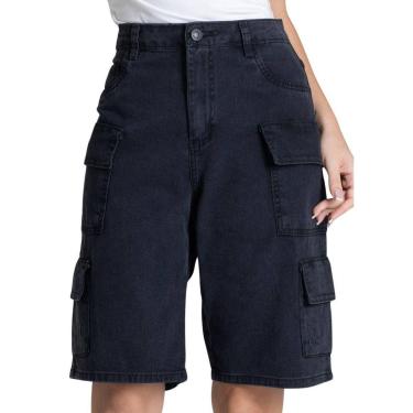 Imagem de Bermuda Jeans Sawary Cargo - 278366 - Preto 40-Feminino