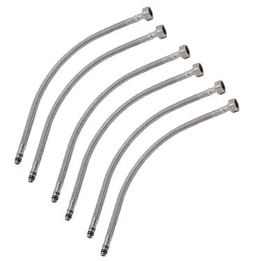 Imagem de Engate Monocomando Kit 3 Uni Rabicho 80cm Mangueira Par Misturador Flexivel Torneira Pia Cozinha Banheiro Agua Quente Fria