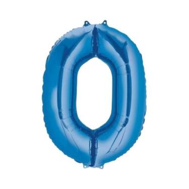 Imagem de Bexiga Balão Metalizado 16 Polegadas 40cm Azul Número 0 - Warna