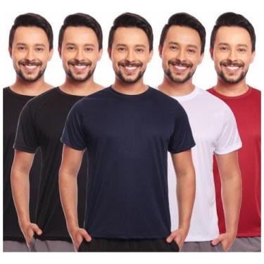 Imagem de Kit 5 Camisas Básicas Masculina Dry Fit Lisa Tradicional - MC Digital,