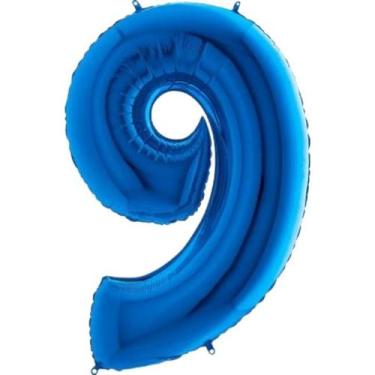 Imagem de Bexiga Balão Metalizado 16 Polegadas 40cm Azul Número 9 - Warna
