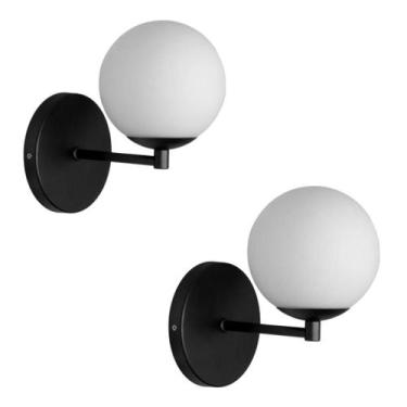 Imagem de 2 Arandelas Parede Jabuticaba Globo Moderno Cabeceira Preto
