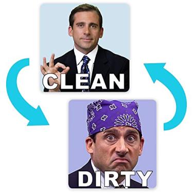 Imagem de Michael Scott Prison Mike Ímã de Lava-Louças Limpo Adesivo de Placa Suja Ímã Mais Forte Dupla Face Flip com Placa Magnética de Metal Indicador Reversível Universal Cozinha Lavadora de Louças