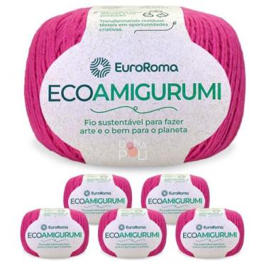 Imagem de Kit 6 Ecoamigurumi Euroroma Linha Amigurumi Cores Fio Macio, 0550 - Pi