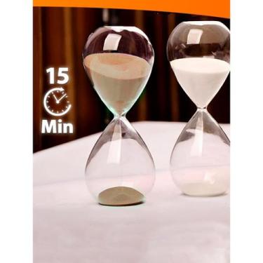 Imagem de Ampulheta de Vidro e Areia Colorida Decorativa 15 Minutos Timer Relógi