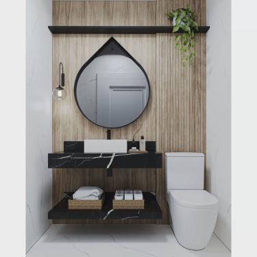 Imagem de Bancada em Porcelanato para Banheiro 100cm Sem cuba preto