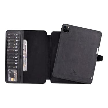 Imagem de VENITO Parma Capa de couro premium para iPad Pro 11 polegadas M4 (2024) com suporte para lápis, feita à mão, suporte, carteira destacável, couro de flor integral, compatível com Apple Pencil (USB-C