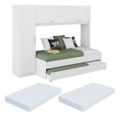 Imagem de Bicama com Colchão Incluso e Guarda Roupa Multimóveis FG1909 Branca