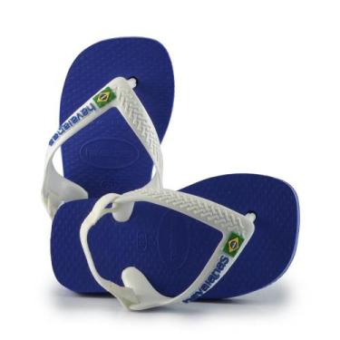 Imagem de Chinelo Infantil Havaianas XS Baby 24/25 BRASIL LOGO, 19, Azul