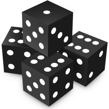 Imagem de Shappy 4 Pieces 3.5 Inch Foam Dice Cube Jumbo Dice with Number Dots Big Dice Jumbo Giant Foam Dice Large Dice for Christmas Game Math Classroom Party Favors Bag Stuffers (Black)