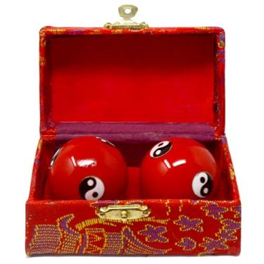 Imagem de Bola chinesa Feng Shui Yin-Yang 4 cm Baoding Ball Health Exercício Bola Meditação Bolas de Mão (Vermelho)