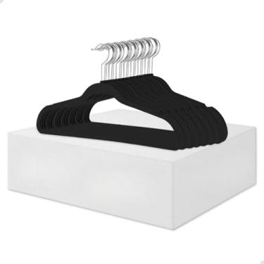 Imagem de Kit Cabides Veludo Para Roupas Adulto 30 Unidades (Preto)