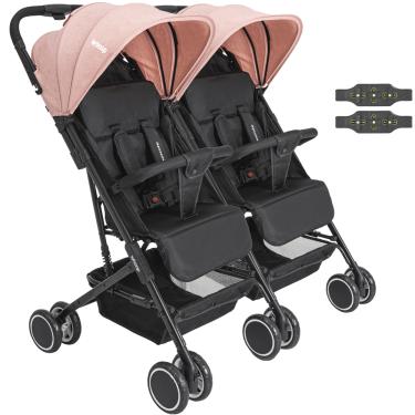 Imagem de Carrinho Kiddo para Gemeos Duplo Mascote Rosa