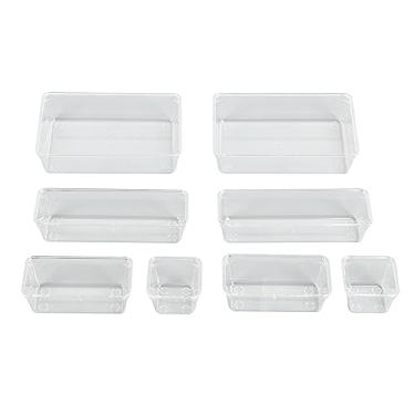 Imagem de Limpar Caixa De Armazenamento De Plástico 8PCS Empilhável Organizador Containers Estratificado Transparente Jóias Artesanato Enfrentar Solução De Armazenamento Ferramentas para