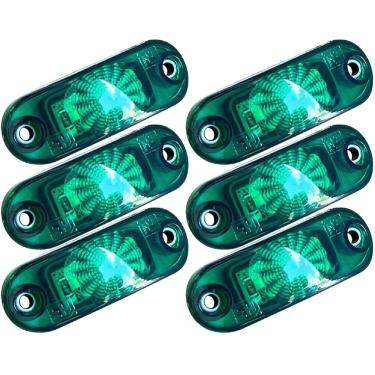 Imagem de Kit 6 Lanterna Delimitadora Verde Led 12v 24v Caminhão Baú