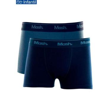 Imagem de Kit/2 Cueca Boxer Infantil Mash 110.07 Algodão T. P/GG, G, Az20, Azul 