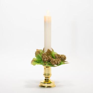 Imagem de Castiçal Decorado 2pçs Elétricas Mini Bolas Natal 25cm