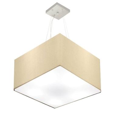 Imagem de Lustre Pendente Quadrado Md-4199 Cúpula em Tecido 30/60x60cm Algodão Crú - Bivolt