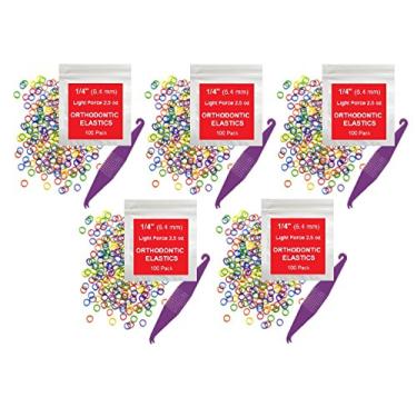 Imagem de Faixas de borracha ortodônticas de 1/4 polegada, pacote com 500, néon, faixas de borracha pequenas de 70 g Dreadlocks tranças de cabelo para consertar lacuna dos dentes, colocador elástico livre para aparelhos