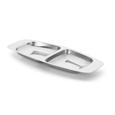 Imagem de Petisqueira Pop 2 Divisórias Aço Inox 22,5 Cm Multiuso Forma