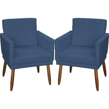 Imagem de Kit 2 Poltronas Decorativa Para Sala Recepção Beatriz Suede Cores Pé Palito Castanho