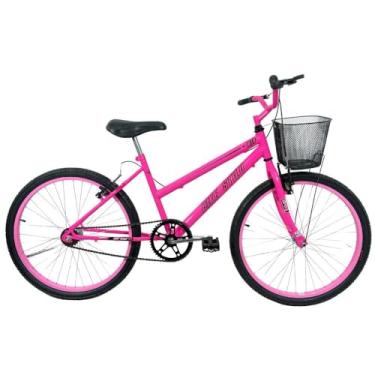 Imagem de Bicicleta Infantil Aro 24 Mtb Cesta Feminina Rosa Neon
