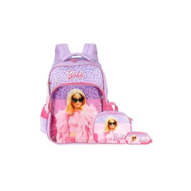 Imagem de Kit Escolar Mochila Costas+Lancheira+Estojo Barbie - Violeta