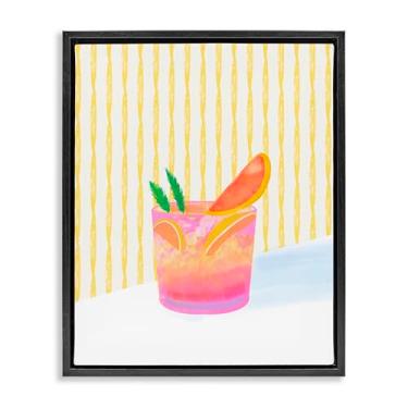 Imagem de Stupell Industries Tequila Spritz Cocktail Preto Emoldurado Tela Flutuante Design de Arte de Parede por Dina Riddle, 21 x 17