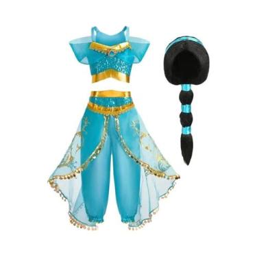 Imagem de Vestido de Princesa Jasmine para Meninas - Fantasia de Halloween e Car