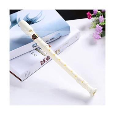 Imagem de Flauta de plástico branco para iniciantes com 9 furos, instrumento de flauta longa para crianças, ferramenta educacional, gravador musical, soprano, clarinete, instrumentos de sopro de madeira