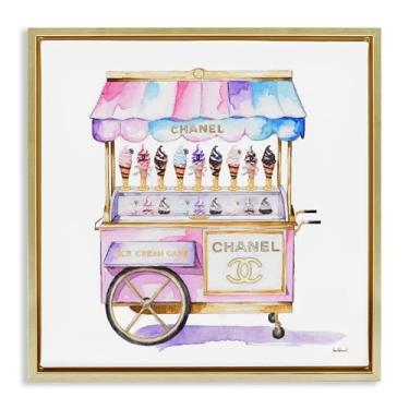 Imagem de Stupell Industries Arte de parede em tela flutuante com moldura dourada de carrinho de sorvete glamoroso por Amanda Greenwood, 45,7 x 45,7 cm