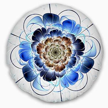 Imagem de Design azul escuro flor fractal floral sala de estar, sofá, almofada de alta qualidade + capa de almofada impressa em ambos os lados 40 cm