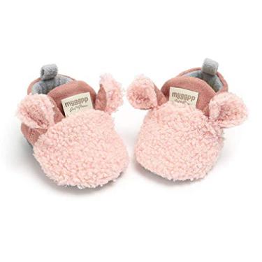Imagem de Sapatilhas para bebês meninos e meninas da CoKate de pelúcia macia com urso de pata e botas de animais infantis para berço, sapatos de inverno para casa, 01#pink, 6-12 Months Infant
