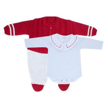 Imagem de Kit Macacão Jacquard Vermelho e Body com Gola Bordada - Kowak, RN, Ver