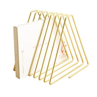 Imagem de JIARI Porta-revistas organizador de livros, organizador de arquivos de mesa, estante para livros, suporte de livros telescópico, 7 seções (dourado)