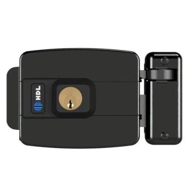 Imagem de Fechadura Elétrica Hdl C-90 Dupla Preta Abre Para Fora
