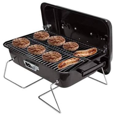 Imagem de Churrasqueira a Carvão Portátil Serve Até 4 Porções, Aço Inox, DUKE GRILLS, Preto