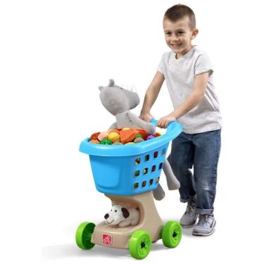 Imagem de Carrinho de Compras Infantil, Feito de Plástico Durável, Para Crianças a Partir de 2 Anos, Step2 Little Helper`s, Azul