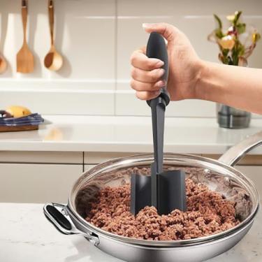 Imagem de Espremedor profissional de carne e batata de nylon resistente ao calor, seguro para panelas antiaderentes (preto)