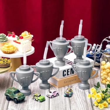 Imagem de 1 peça de copos de troféu de carro de corrida com canudos e tampas 340 g plástico carro de corrida suprimentos de festa de aniversário e lembrancinhas para pessoas adereços recompensas prêmios