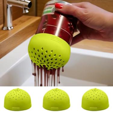 Imagem de 3 coadores de latas para uso na cozinha, pequenos escorredores e coadores que economizam espaço, utensílio de cozinha multiuso, coador de lata de silicone (verde)