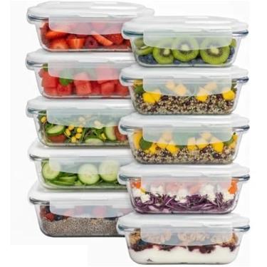 Imagem de Kit 10 Potes Vidro 640ml Hermético Marmita Forno Conjunto