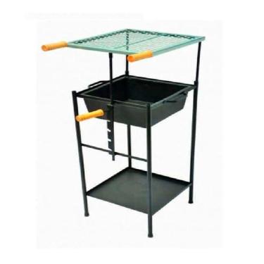 Imagem de Churrasqueira Quadrada Alta Regulável com Grelha Tabuleiro