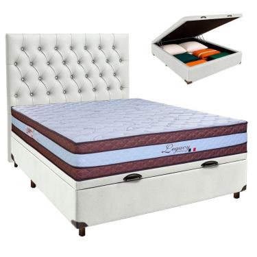 Imagem de Kit Cabeceira + Cama Box Bau + Colchão Casal Molas Ensacadas Legaccy Paropas